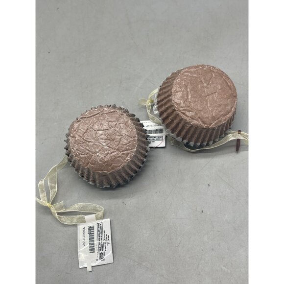 Kurt Adler sweets Christmas cup cake ornaments set of 2 squishy brown READ NEW - Picture 5 of 7